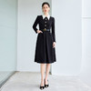 IWY/高级感黑色职业西装连衣裙正装女气质拼接领商务行政工作服Q1231-B 商品缩略图0