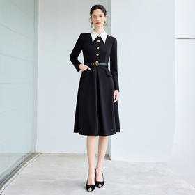 IWY/高级感黑色职业西装连衣裙正装女气质拼接领商务行政工作服Q1231-B