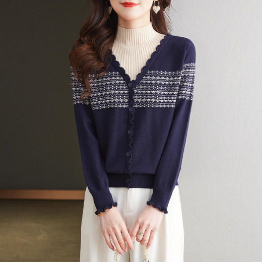 CC-27-24233今年流行的漂亮毛衣女款2024新款秋冬季假两件针织衫冬季穿搭上衣 商品图1