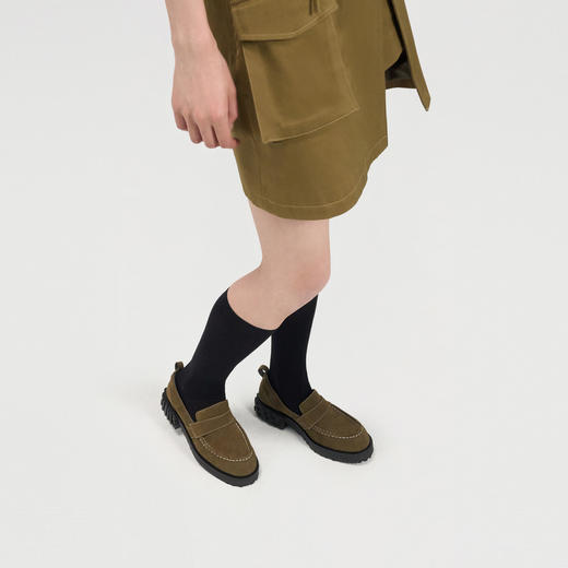 [捡漏价]lost in echo2024秋季新款通勤棕色星星底拼接圆头厚底乐福鞋单鞋 商品图4