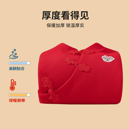 【精典泰迪】【100，130】女童加绒连衣裙儿童大红色拜年服 商品图5