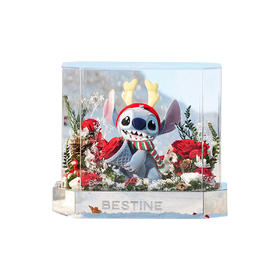 VBEINGS花语 圣诞礼物迪士尼史迪仔永生花史迪奇玫瑰花摆件花束生日礼物