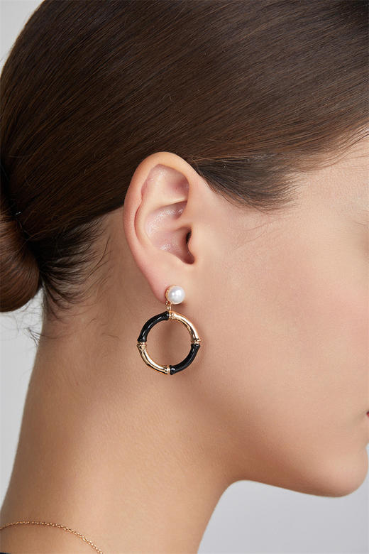 pearl moments珍刻   HOOPS 竹节复古珍耳环 商品图4