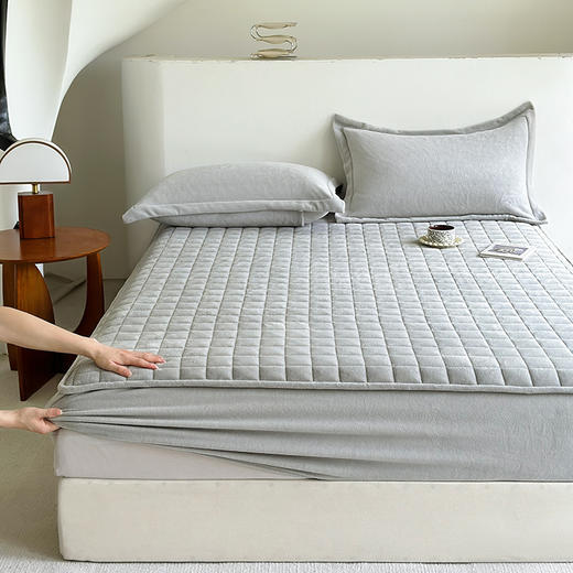 纯色夹棉加厚牛奶绒床笠  防静电保暖舒适厚实有质感床垫保护套 商品图9