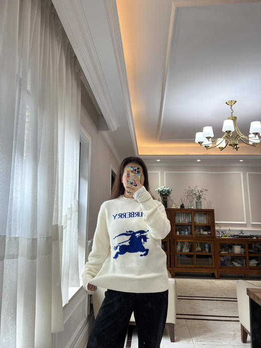 1017-3 独家圆正 25新色 BBR徽标字母骑士战马 羊毛羊绒 女士圆领套头衫 商品图7