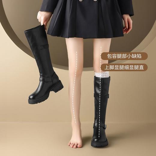 ZHR则则复古美拉德长筒靴女2024新款时尚百搭气质加绒增高瘦瘦靴 商品图3