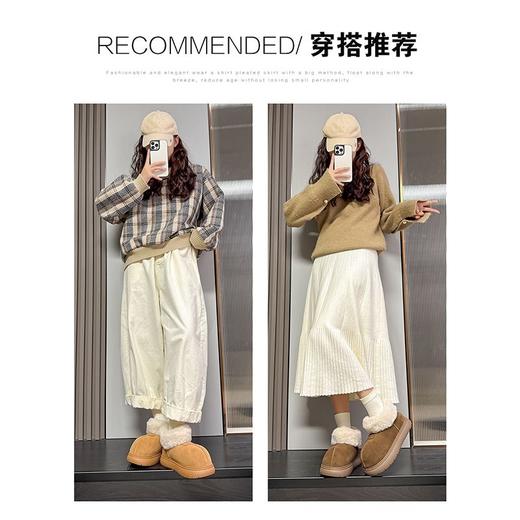 ZHR加绒加厚雪地靴女2024新款冬季丑萌大头棉鞋女保暖增高毛毛鞋 商品图5