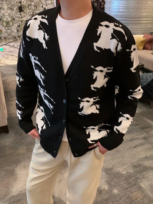 巴家 马术骑士徽标提花丝棉混纺开衫（JN） 商品图3