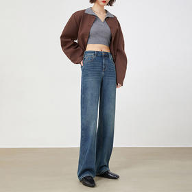 【自】全新升级【铂金会员183/天猫239/差价56】(21955) 洛诗琳口碑神裤窄版阔腿裤复古蓝高腰百搭显瘦直筒牛仔裤