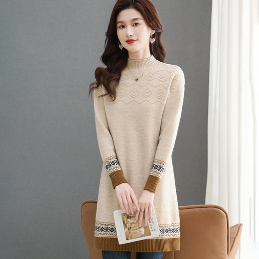 CC-101-92409中长款毛衣女遮屁股洋气上衣秋冬2024新款冬季厚款内搭针织打底衫 商品图2