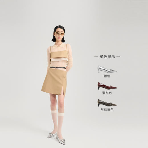 lost in echo2024秋季新款时尚银色尖头浅口红色高跟鞋单鞋女皮鞋 商品图2