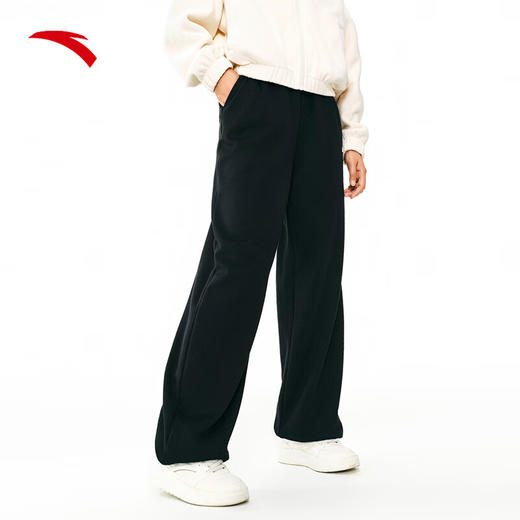 安踏（ANTA）休闲运动长裤 女2024冬季新款加绒保暖宽松直筒卫裤子162448304 商品图1