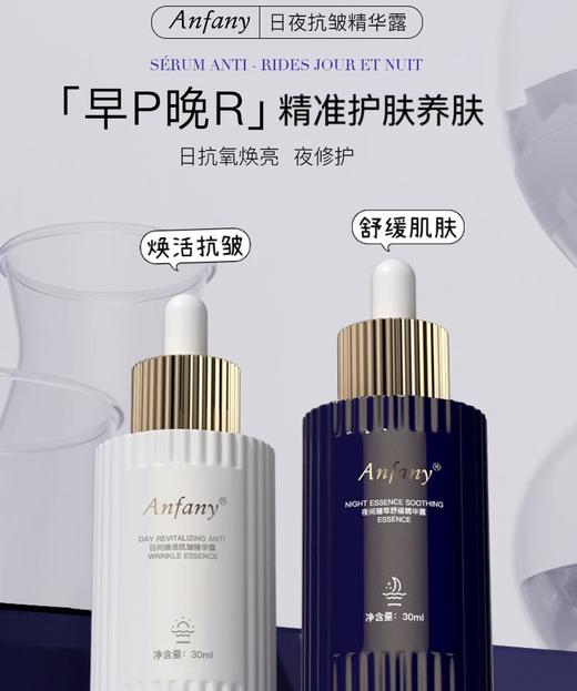 【Anfany伊芳妮-日夜抗皱舒缓精华露】早P晚R新模式护肤、抗皱/舒缓/保湿/补水/修护/维稳、3大专利加持+2大进口成分、成分温和不刺激、日间+夜间全天式保护肌肤 商品图2