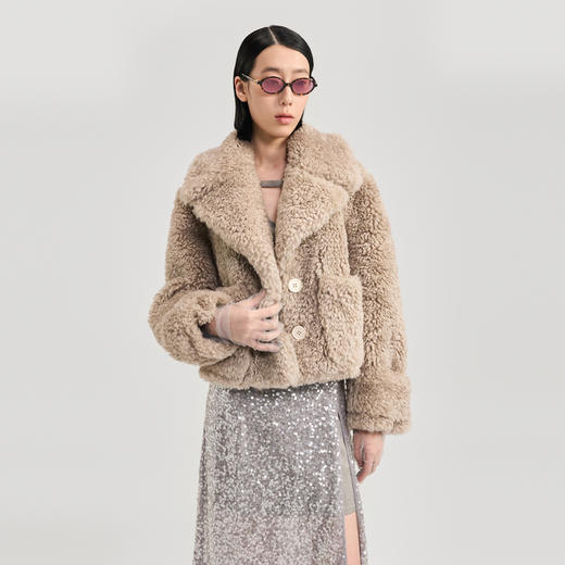 lost in echo2024冬季新款高级蓬松环保仿羊羔毛翻领毛毛保暖外套 商品图4