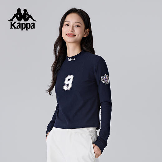 kappa卡帕背靠背新款圆领运动长袖t恤女款修身复古套头衫卫衣上衣K0F22TC01 商品图2