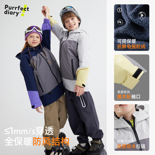 【软壳三合一系列】儿童户外山系连帽拼色外套 PQWT2413 商品图3