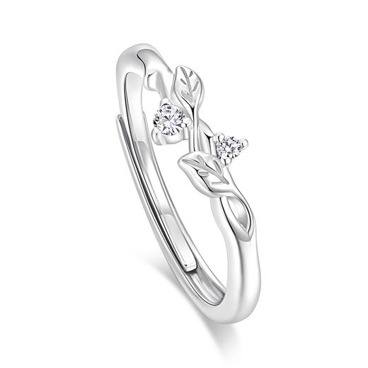 卡蒂罗KADER 相思乔木情侣对戒 连理枝镂空输液刻调节磨砂纹理 999足银 戒指  节日礼物  送女友 商品图2