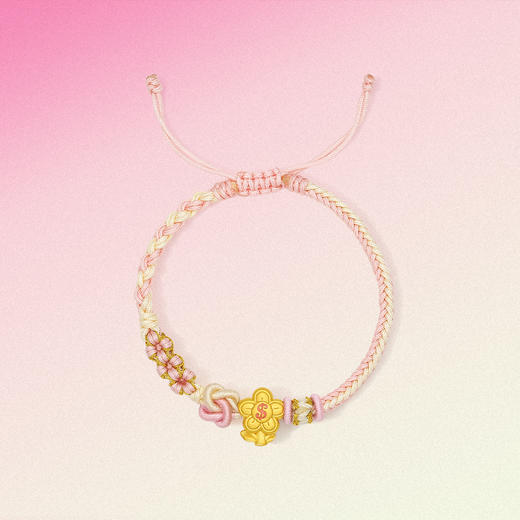 周六福黄金手绳女款5d硬金定价招财幸福钱行送女友礼物有钱花手链 商品图3