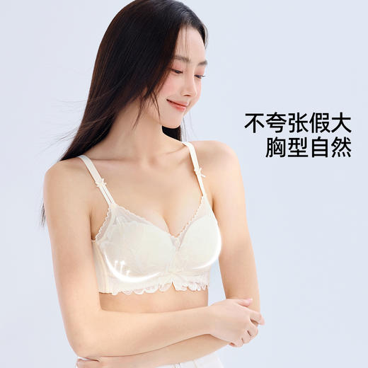 【小胸聚拢】熳洁儿 仙美花卉蕾丝内衣女聚拢上托侧收不空杯无钢圈24261535 商品图1
