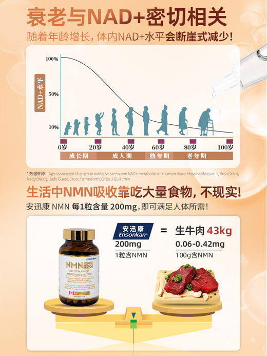 Ensonkan安迅康NMN 15000+PQQ  β-烟酰胺单核苷酸 1瓶装 商品图1