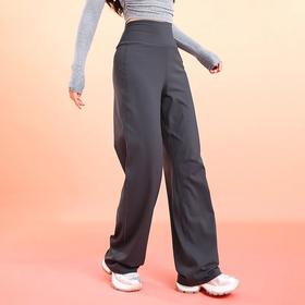 跃牌【禅语梵心】高腰加绒收腹运动宽松直筒长裤女CK3068