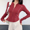 跃牌【禅语梵心】拉链运动服外套女V领修身保暖显瘦跑步训练瑜伽健身长袖上衣WT4711 商品缩略图2