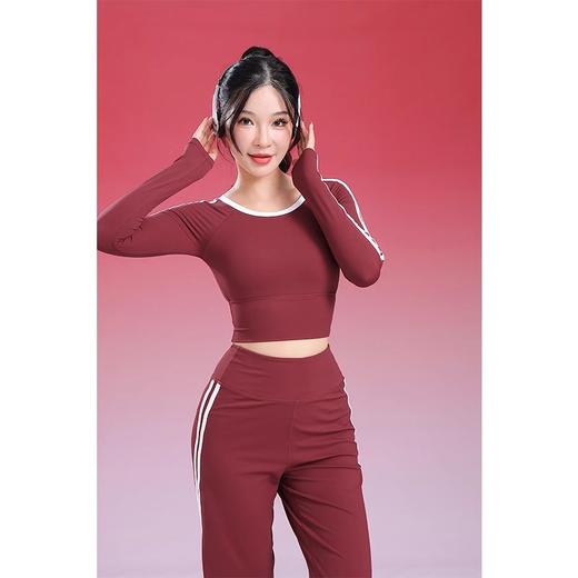 跃牌【禅语梵心】美式辣妹瑜伽服长袖带胸垫跑步速干运动文胸一体杯健身服上衣CX5095 商品图1