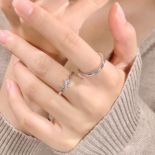 卡蒂罗KADER 相思乔木情侣对戒 连理枝镂空输液刻调节磨砂纹理 999足银 戒指  节日礼物  送女友 商品图11