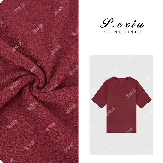 A008潘依绣丁丁宠粉PanYiXiu/潘依绣肌理感加厚磨绒舒适百搭秋冬短袖T恤 W-62609 商品图0