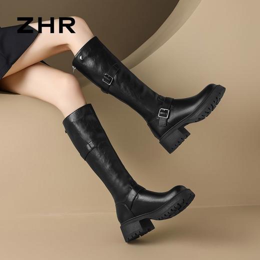 ZHR则则复古美拉德长筒靴女2024新款时尚百搭气质加绒增高瘦瘦靴 商品图5