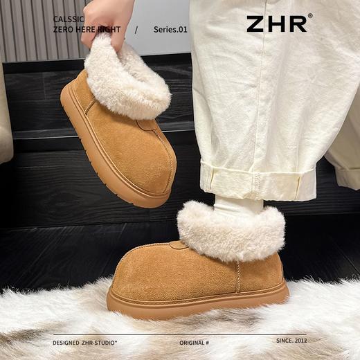 ZHR加绒加厚雪地靴女2024新款冬季丑萌大头棉鞋女保暖增高毛毛鞋 商品图2