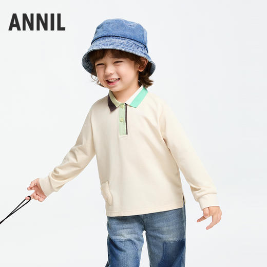 男童翻领长袖针织衫春季新款安奈儿童装实体店同款XB511540 商品图2