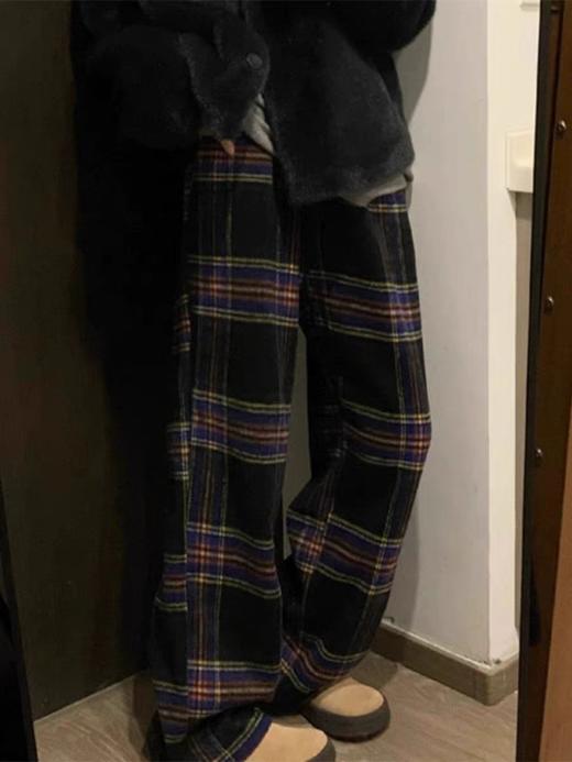 <曾小咸推荐> 韩版毛呢格子直筒裤 不加绒日常159/件 活动价99.9！！  加绒日常169 活动价109.99/件！！ 商品图3