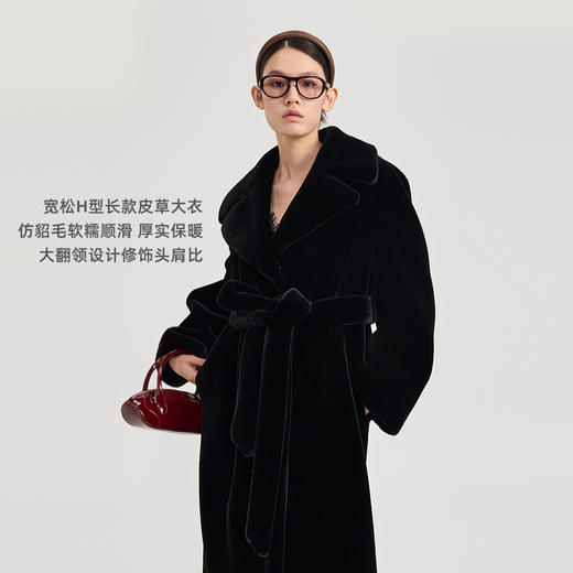 [捡漏价]lost in echo2024冬季新款宽松翻领仿貂毛环保皮草长款大衣外套 商品图1