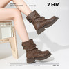 ZHR则则时尚堆堆靴西部小短靴2024新款秋冬百搭女靴ins加绒马丁靴 商品缩略图6