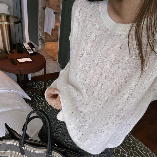 【顺丰包邮】35855 洛诗琳秋季设计感珠片羊绒混纺针织上衣女24608 商品图1