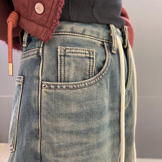 NS腰头抽绳染色植绒阔腿牛仔裤 冬季 850014142485 商品图3