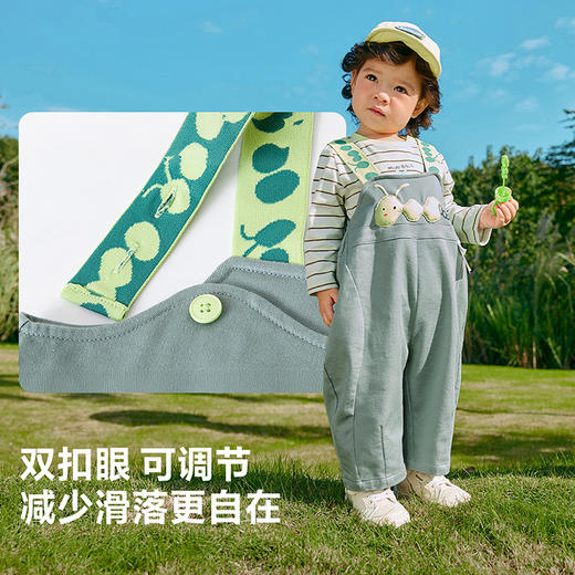 迷你巴拉背带裤套装男童女童宝宝吸湿速干萌趣T恤两件套 商品图2