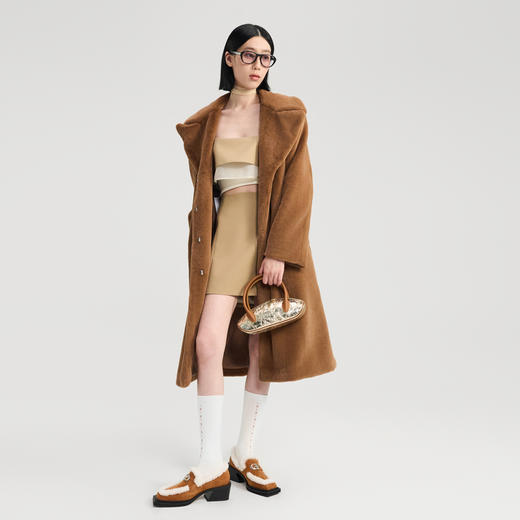 [捡漏价]lost in echo2024冬季新款宽松翻领仿貂毛环保皮草长款大衣外套 商品图3