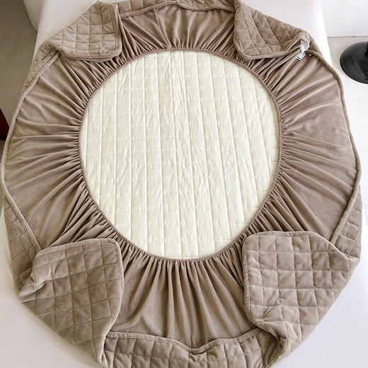 纯色夹棉加厚牛奶绒床笠  防静电保暖舒适厚实有质感床垫保护套 商品图3