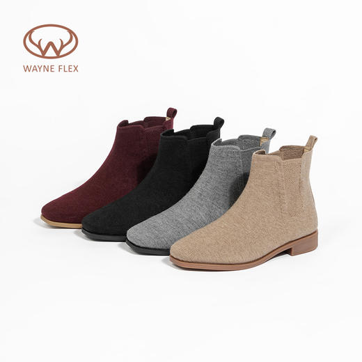 Wayne Flex韦恩简约法式风优雅气质保暖平底羊毛切尔西短靴女WF6270 商品图4