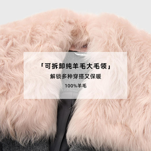 lost in echo2024冬季新款羊毛可拆卸毛领灰色毛呢大衣西装外套女 商品图3