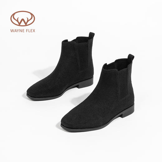 Wayne Flex韦恩简约法式风优雅气质保暖平底羊毛切尔西短靴女WF6270 商品图5