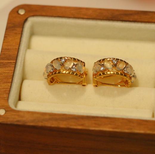 Perperle 设计感天然宝石点缀耳环 可搭新中式 925银 锆石&天山翠玉 商品图3