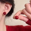 【YW】无忧购复古港风安可拉红秋冬简约气质显白925银针耳钉（截单后7天发货) 商品缩略图4