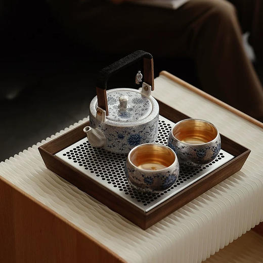 缠枝莲纹提梁壶➕2杯（青白） 商品图0