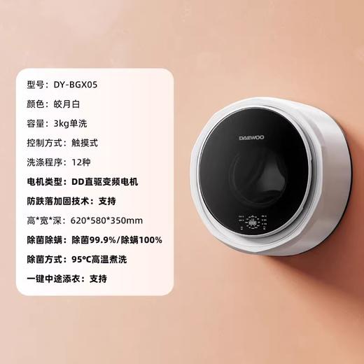 大宇壁挂式洗衣机除菌除螨迷你小型婴儿宝宝DY-BGX05 商品图0
