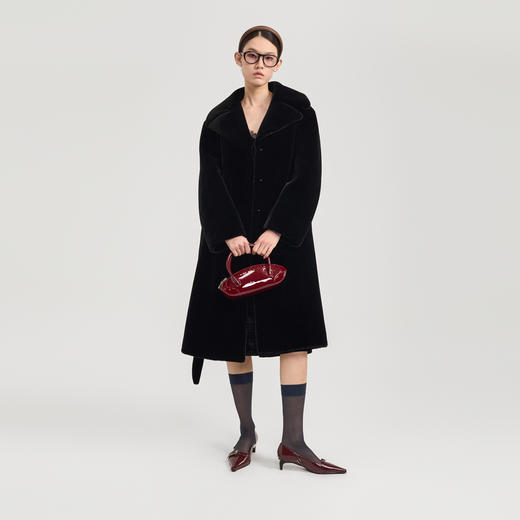 [捡漏价]lost in echo2024冬季新款宽松翻领仿貂毛环保皮草长款大衣外套 商品图0