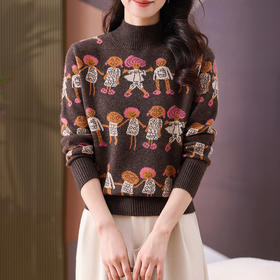 CC-101-35463高腰短款半高领毛衣女时尚秋冬2024新款洋气内搭小个子羊毛打底衫