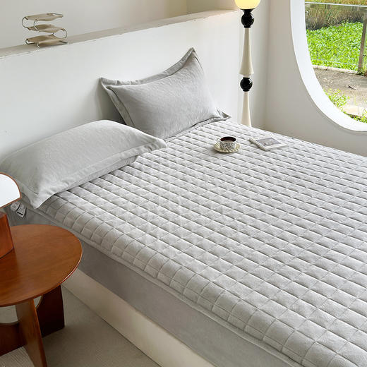 纯色夹棉加厚牛奶绒床笠  防静电保暖舒适厚实有质感床垫保护套 商品图7